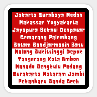 Indonesian Flag with Cities Sticker